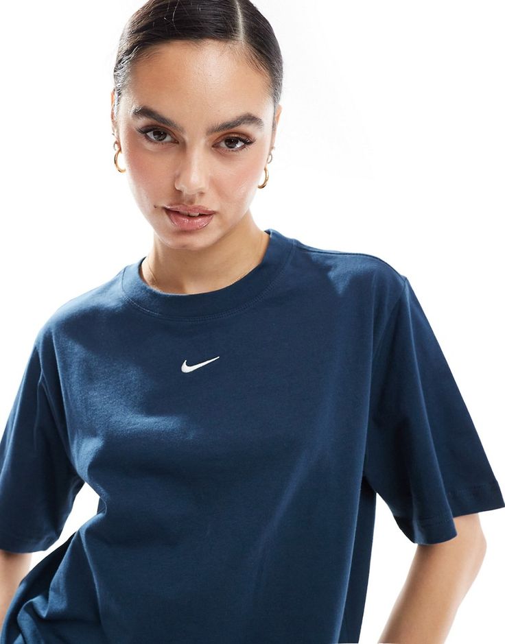 Top by Nike Casual cool: perfected Crew neck Short sleeves Nike logo embroidery to chest Regular fit Nike Tshirt Outfit, Nike Shirts Women, Nike T Shirts, Trending Clothes, Nike Casual, Bday Gifts, Lululemon Outfits, Nike Shirt, Winter Party Dress