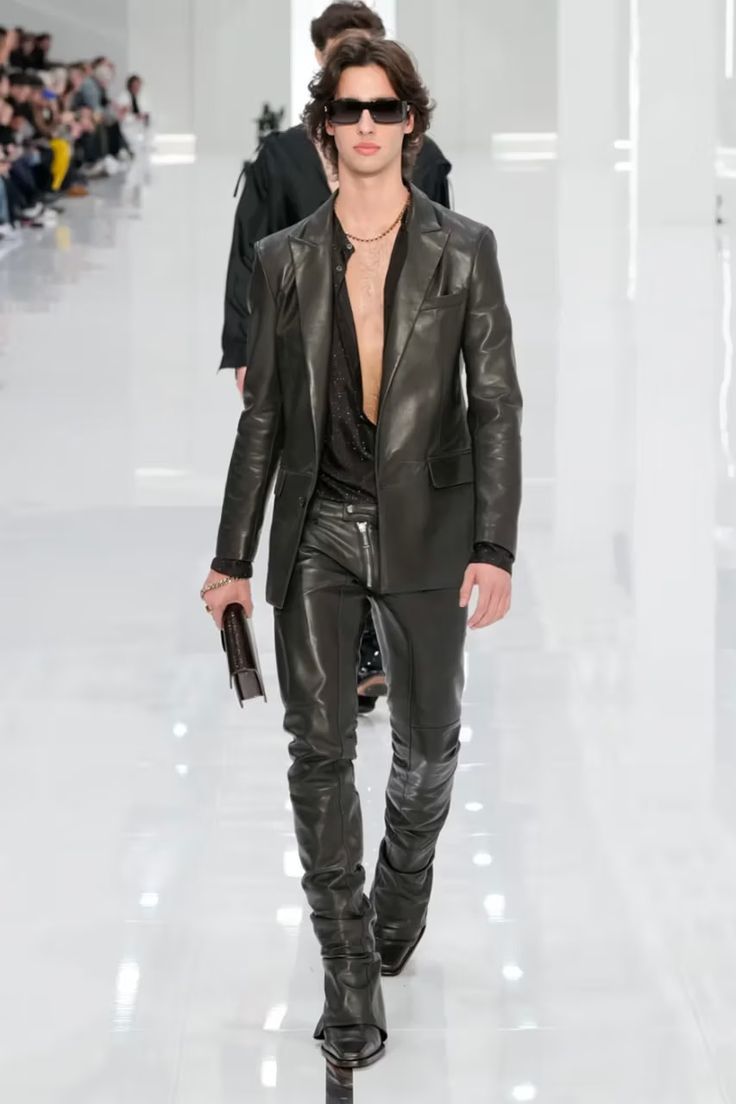 Dsquared2 Fall/Winter 2024 Collection | Hypebeast Dsquared2 2024, Dsquared2 Menswear, Menswear 2024, Couture Menswear, Milan Fashion Week Men, 2024 Runway, 2024 Menswear, Studded Denim Jacket, Leather Suit