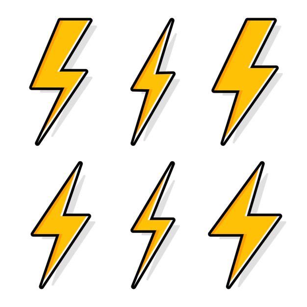 yellow lightning bolt stickers on white background