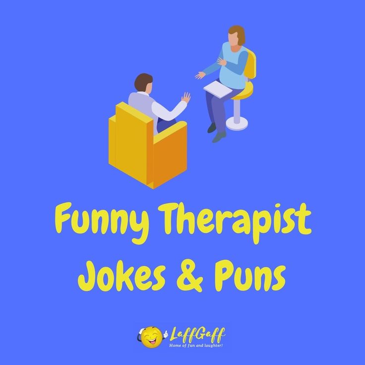 a person sitting at a desk with the words funny therapy jokes and puns