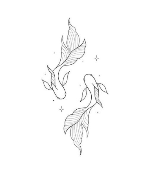 two koi fish swimming side by side on a white paper with the words, i love