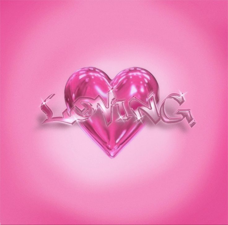 two pink hearts with the word loving written in silver letters on a pink and white background