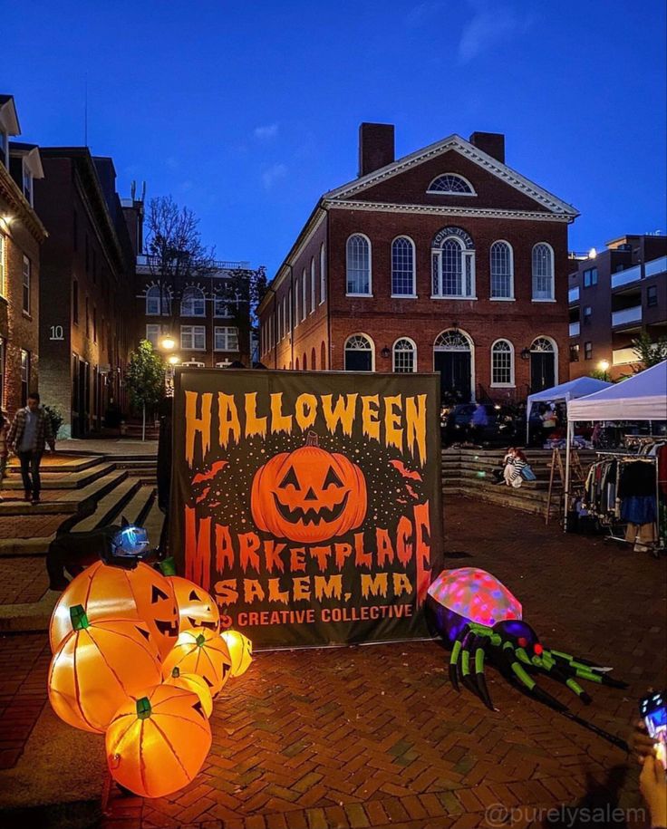 halloween decorations are on display at an outdoor market