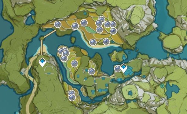 Glaze Lily Farming Location Map Qingce Village Genshin Glaze Lily, Qingce Village, Genshin Impact Map, Glaze Lily, Genshin Guide, Farming Guide, Useless Knowledge, Fresh Memes, Location Map