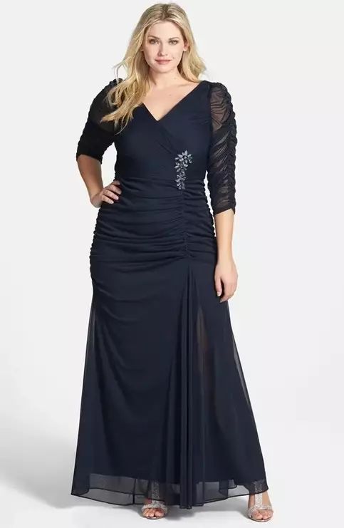 Navy Blue Chiffon Plus Size Mother of Biride/Groom Dress sold by Wedding store. Shop more products from Wedding store on Storenvy, the home of independent small businesses all over the world. Plus Size Gowns With Sleeves, Wedding Guest Plus Size, Long Sleeve Wedding Guest Dresses, Dress For Wedding Guest, Plus Size Long Dresses, Dress Stores, Plus Size Wedding Guest Dresses, Mesh Gown, Plus Size Gowns