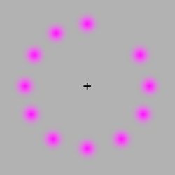 an image of a circle with pink dots in the middle and one black dot at the center