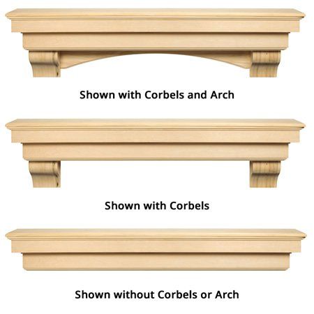 three types of corbels and archs shown with correctable colors or width