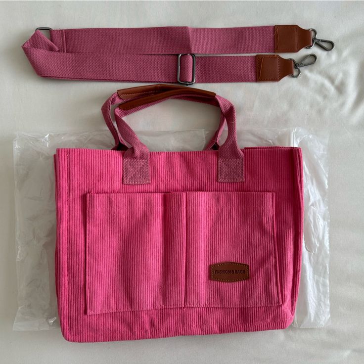 Brand New Still In Bag Corduroy Design Medium Size Bag Corduroy Canvas Shoulder Bag For Everyday Use, Everyday Corduroy Tote Canvas Bag, Everyday Corduroy Canvas Tote Bag, Daily Use Corduroy Shoulder Bag With Pockets, Daily Use Corduroy Canvas Bag, Everyday Corduroy Shoulder Bag With Pockets, Corduroy Rectangular Shoulder Bag With Pockets, Rectangular Corduroy Shoulder Bag With Pockets, Corduroy Shoulder Bag With Pockets For Everyday