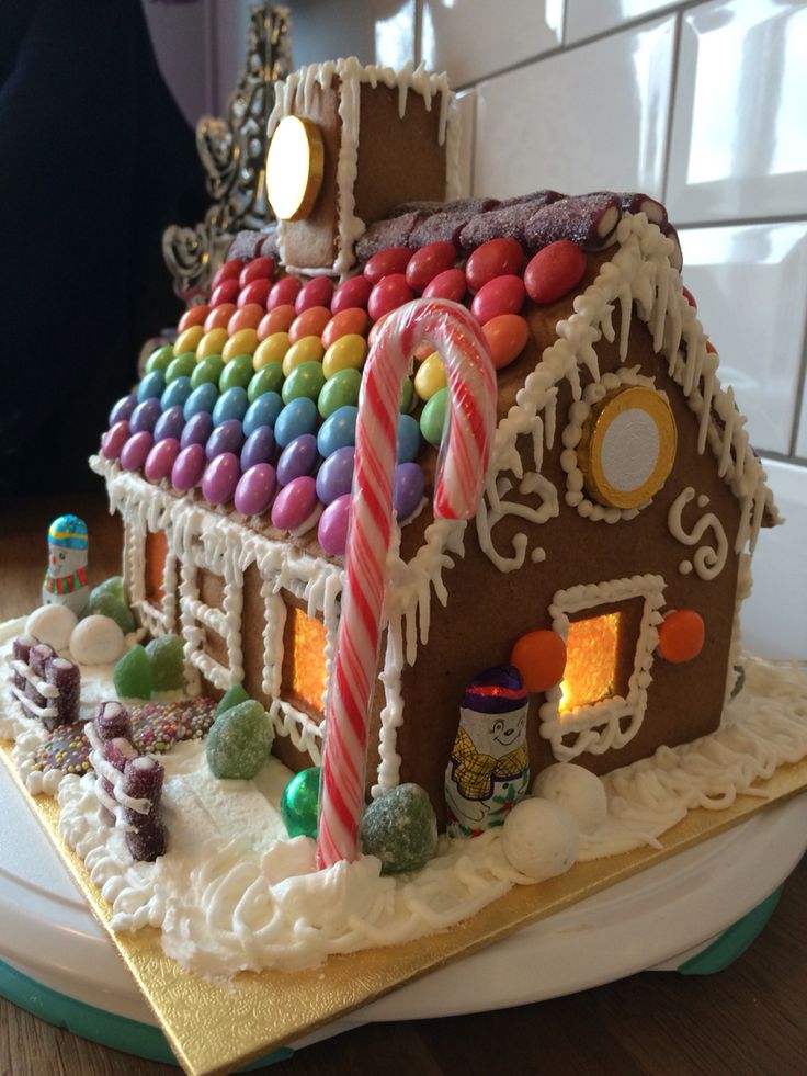 a gingerbread house decorated with candy and candies