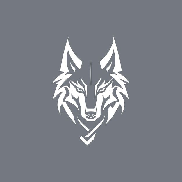 a wolf's head on a gray background