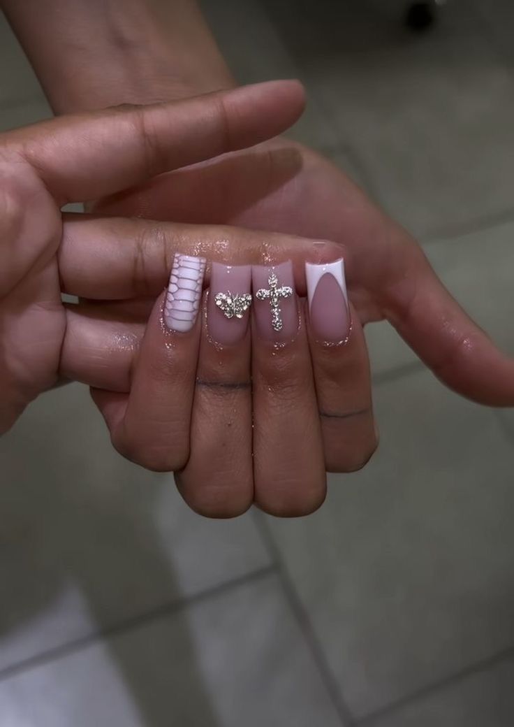 Colored Acrylic Nails, Work Nails, French Acrylic Nails, School Nails, Short Square Acrylic Nails, Acrylic Nails Coffin Pink, Long Square Acrylic Nails, Unique Acrylic Nails, Bling Acrylic Nails