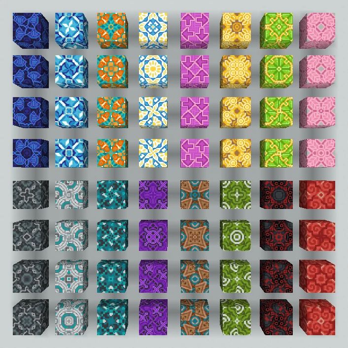 an array of different shapes and sizes of cubes with the same color as each other