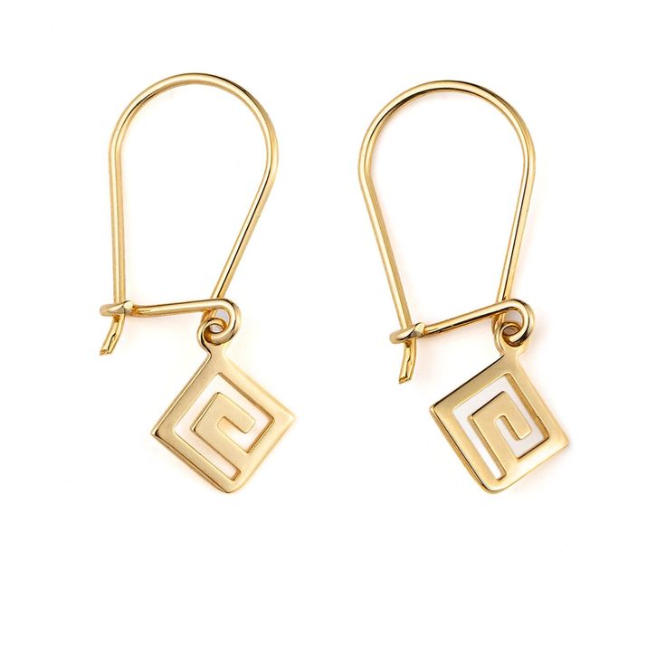 "Greek Key Dangle Earrings in 14k Solid Gold, Greek Key Earrings, Greek Earrings, Greek jewelry Gold circle earrings inspired by the Ancient Greek design \"Meander\". Meander was the most important symbol in Ancient Greece, symbolizing infinity or the eternal flow of things. Kt: K14 Width: 0.8 cm - 0.31″ Height: 2.2 cm - 0.86\" Weight: 0.8 gr Timeless earrings, a great addition to your jewelry collection and daily outfit. ✦ Ready to ship within 1-2 days. ✦ Handmade in Greece All our handcrafted Ancient Greek Design, Greek Earrings, Gold Circle Earrings, Key Earrings, Timeless Earrings, Greek Design, Greek Jewelry, Gold Circle, Greek Key