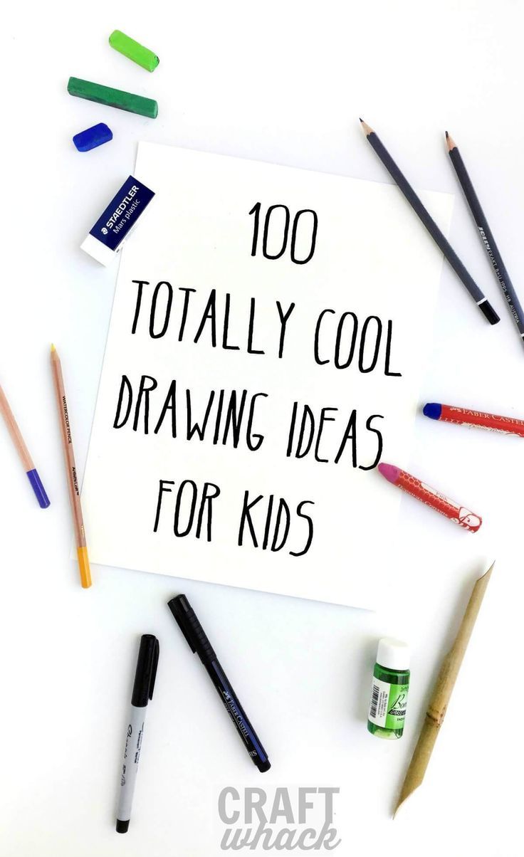 a sign that says 100 totally cool drawing ideas for kids with crayons and markers