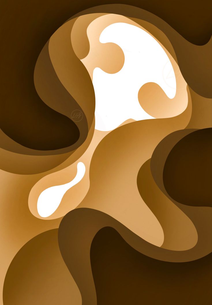 an abstract background with brown and white shapes in the shape of wavy lines on top of each other