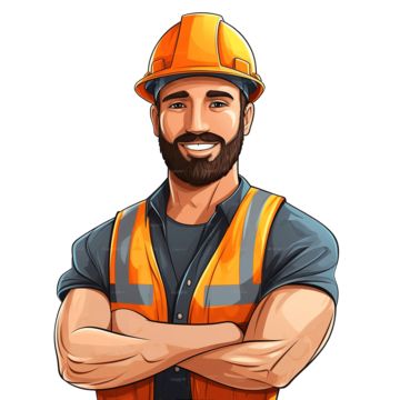 a man with a beard wearing an orange safety vest and holding his arms crossed in front of him