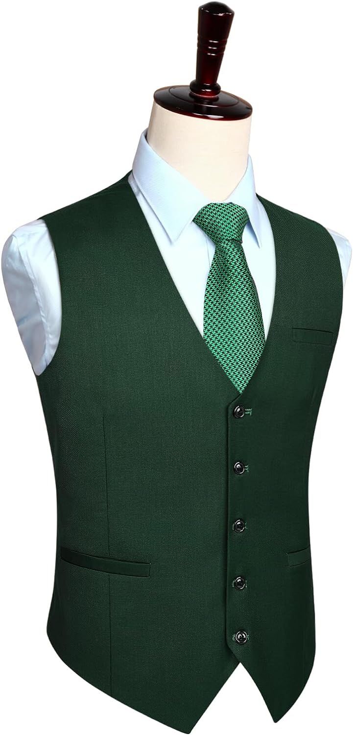 Button closure Formal Suit Vest : High Quality Material, The material of vest is soft and lightweight. No fading, no distortion, anti-wrinkle and smooth, is not easy to pilling. Excellent Design : Business vest is designed with classic solid color, V-neck, 5-buttons closure and 1 real pocket on the front,2 real side pockets. The back adjustable Waistcoat offers a more accurate fit, makes you stand out in the crowd. Occasions for father's day/graduation ceremony/wedding anniversary etc. Gifts as Dark Green Vest Outfit Men, Enchanted Forest Theme Outfit Men, Green Waistcoat Men, Quinceanera Court Outfits, Waistcoats Men, Green Vest Outfit, Suit Vest Outfits, Court Outfit, Vest Outfits Men