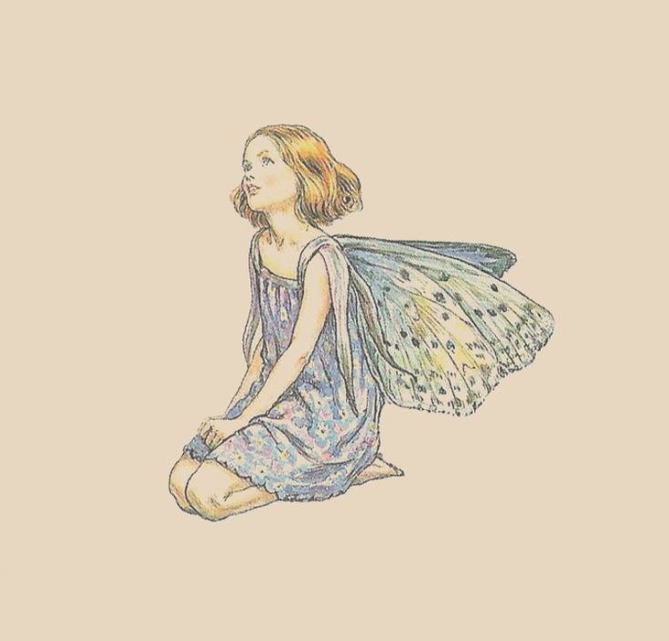 a drawing of a fairy sitting on the ground