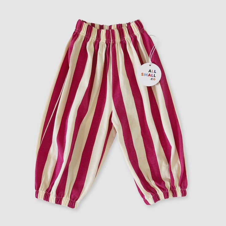 Carousel Stripe Pants | All Small Co Playful Cotton Bottoms With Relaxed Fit, Casual Cotton Pajama Party Pants, Casual Cotton Pants For Pajama Party, Playful Relaxed Fit Bottoms With Elastic Waistband, Playful Pants With Elastic Waistband And Relaxed Fit, Playful Cotton Sweatpants With Elastic Waistband, Playful Cotton Sweatpants For Loungewear, Cotton Sweatpants With Elastic Waistband For Pajama Party, Cotton Pants For Summer Pajama Party