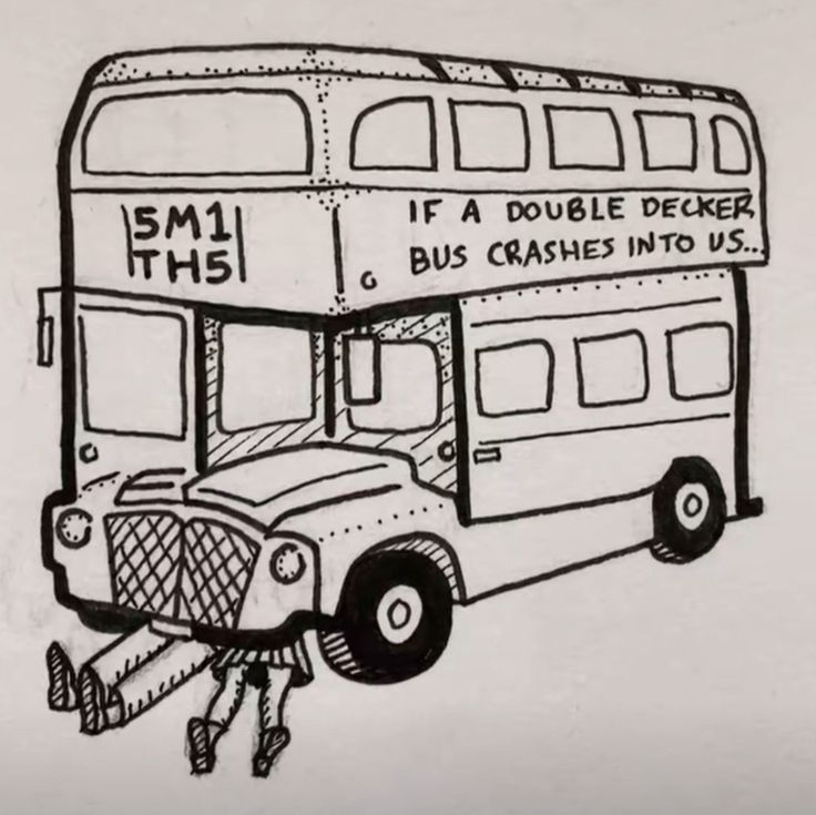 a drawing of a double decker bus