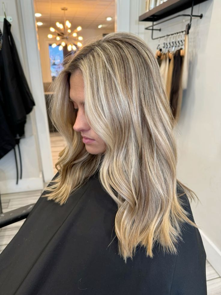 Subtle Shadow Root Blonde, Full Lowlights On Blonde Hair, Blond Hair For Fall, Highlight For Dirty Blonde Hair, Lived In Blonde Babylights, Heavy Partial Highlights Blonde, Low Highlights For Blonde Hair, Blonde Hair Inspo Winter, Blonde To Dirty Blonde