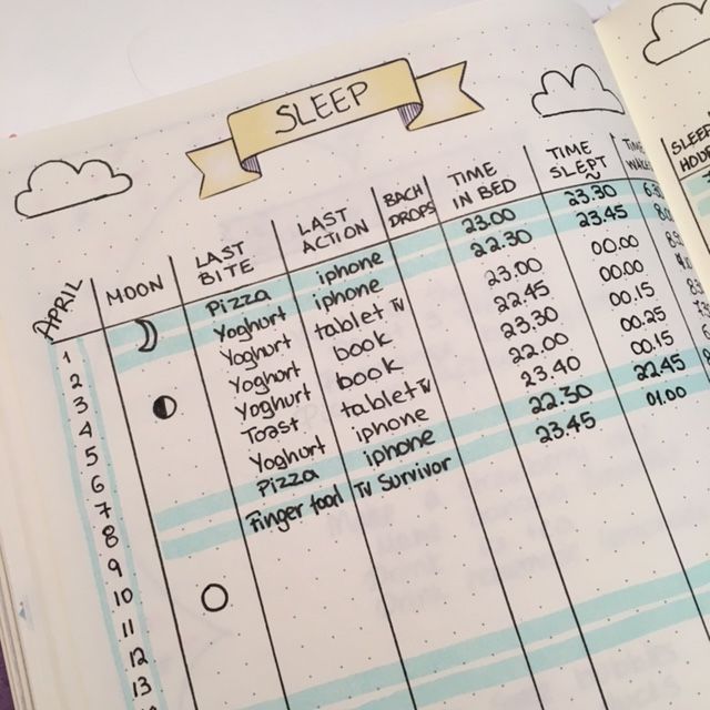 an open planner with the words sleep on it