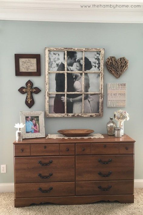 a dresser with pictures on it and the words jewelry dough bowl overlayed in pink