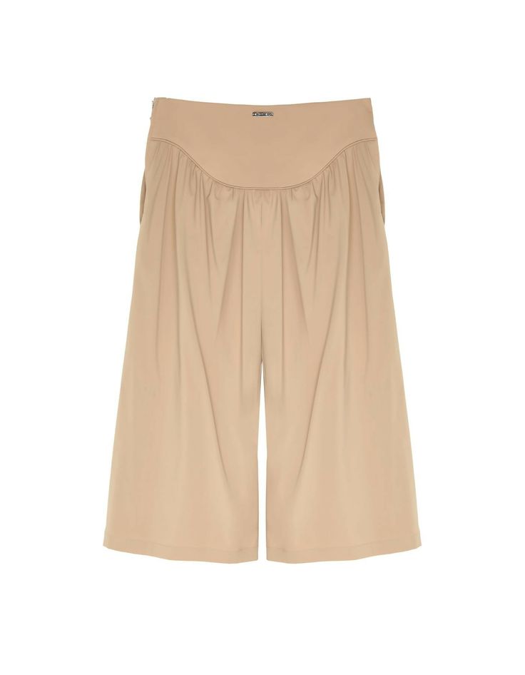 Wide leg pants with vintage waist design. Composition: 39.8%WV, 26.5%PL, 28.7%PA, 5.0%LY Beige Wide Leg Bottoms With Belt Loops, Chic Bottoms With Built-in Shorts And Relaxed Fit, Chic High Waist Pants With Built-in Shorts, Beige Wide Leg Bottoms With Built-in Shorts, Wide Leg Elastane Pants With Pockets, Summer Straight Leg Elastane Bottoms, Summer Wide Leg Elastane Pants, Casual Wide Leg Bottoms With Wide Waistband, Casual Summer Bottoms With Fitted Waist