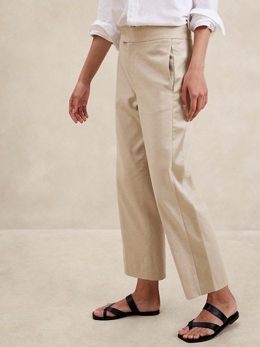 Linen-Blend Tuxedo Taper Pant | Banana Republic Factory Luxury Linen Tapered Leg Dress Pants, Luxury Tapered Linen Pants, High-waisted Tapered Linen Pants, Semi-formal Tapered Leg Linen Bottoms, Non-stretch Linen Tapered Leg Pants, Linen Pants Suit, Linen Suit, Tapered Pants, Banana Republic