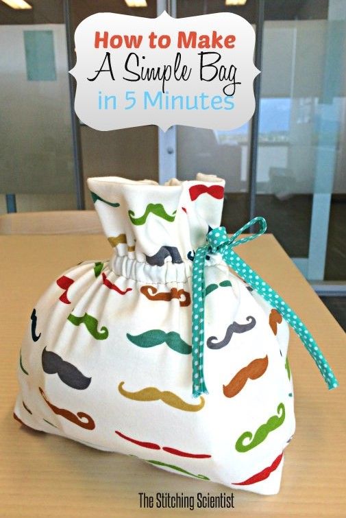 a bag that has mustaches on it and the words how to make a simple bag in 5 minutes