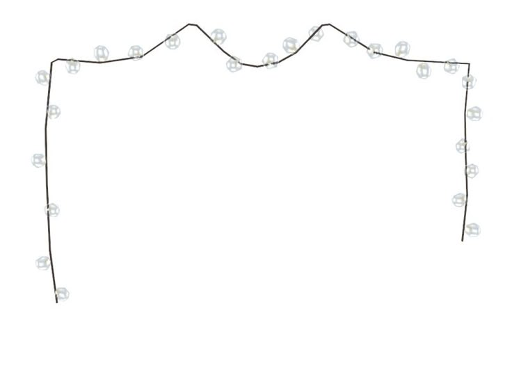 a string of lights hanging from the side of a white wall in front of a white background