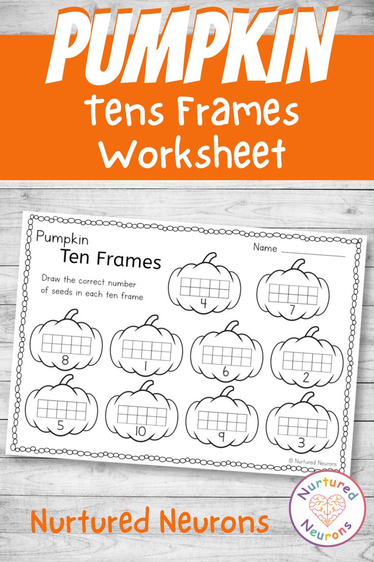 pumpkin ten frames worksheet with the words pumpkin on it and an orange background