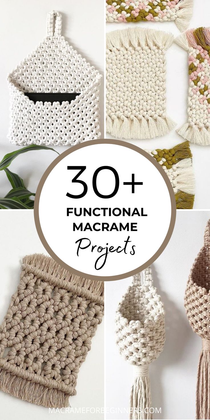 Functional DIY Macrame Projects Macrame Diy Projects, Macrame Fruit Hammock Diy Free Pattern, Macrame Yarn Diy, Macrame House Decor, Macrame For Kitchen, Diy Macrame Hanging Basket, Macrame House Decor Ideas, Diy Macrame Basket Tutorial, Macrame Useful Ideas