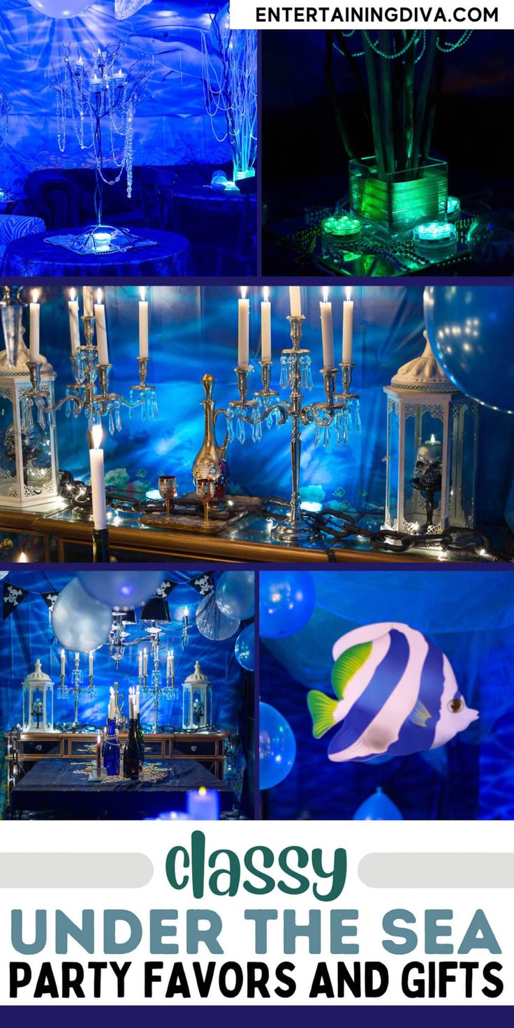 Elegant Under The Sea Party Ideas | Parties Under The Sea Halloween Decorations, Under The Sea Adult Party, Halloween Under The Sea, Ocean Party Ideas, Under The Sea Party Ideas, Halloween Scene Setters, Enchantment Under The Sea, Sea Party Decorations, Party Ideas Halloween