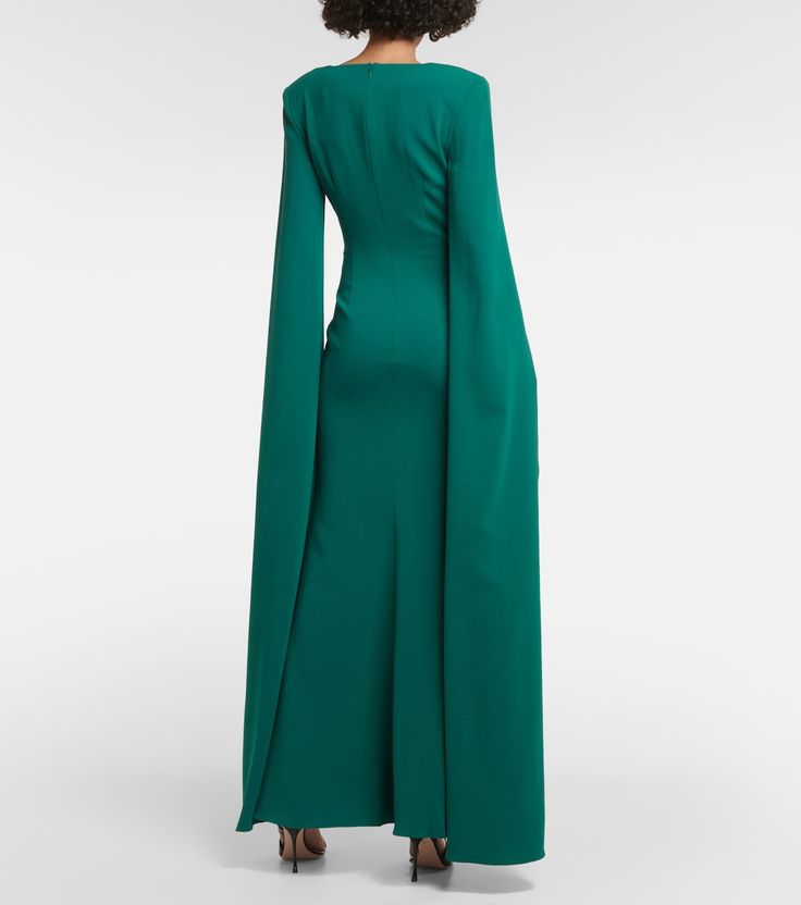 Fitted Pre-draped Gown For Dinner, Elegant Floor-length Elastane Maxi Dress, Crepe Maxi Dress For Cocktail Occasions, Elegant Elastane Dress With Back Zipper, Elegant Floor-length Elastane Evening Dress, Formal Crepe Maxi Dress, Gala Maxi Length Elastane Gown, Fitted Elastane Maxi Dress For Wedding, Elastane Maxi Gown For Gala