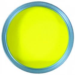 a bright yellow color is shown in the center of this round bowl with blue rim