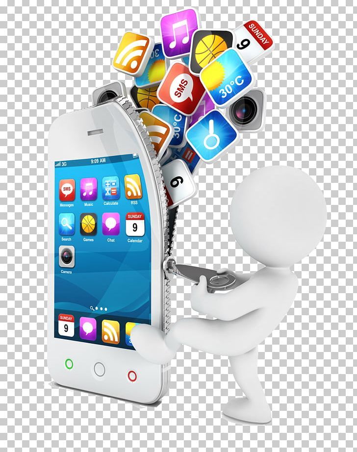 a person is holding an iphone with many app icons coming out of the phone screen