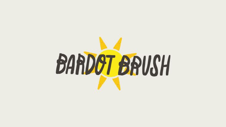 the word badot brush is written in black and yellow letters on a white background