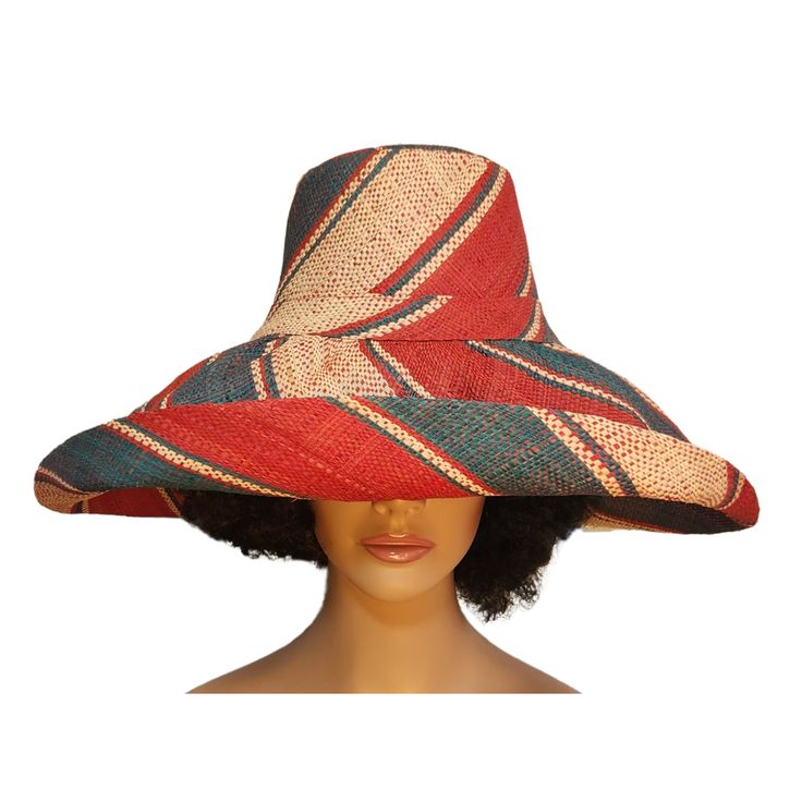 This beautiful, lightweight raffia hat features a 7-inch brim that we weave by hand in Madagascar. Its shape-able brim allows the owner to wear the hat in many different styles. This adjustable hat is an eco-friendly product crafted from natural Raffia and other renewable and sustainable raw materials utilizing various energy-saving techniques. It contains a comfortable cotton lining with an adjustable drawstring in its interior. All the colors on this hat were achieved using a long-lasting dye made from vegetables. Its dual layer of fine woven Raffia offers UPF 50+/SPF 30+ sun protection, making it an excellent hat for extended outdoor use. Our big-brim Madagascar raffia hats are packable and can be folded or rolled easily for traveling. It is perfect for use as a sun hat, cruise hat, chu Multicolor Woven Straw Hat For Vacation, Brimmed Woven Toquilla Straw Hat, Woven Straw Panama Hat With Brim, Woven Straw Panama Hat, Multicolor Curved Brim Fedora For Vacation, Multicolor Brimmed Fedora For Beach, Multicolor Wide Brim Summer Fedora, Handwoven Brimmed Toquilla Straw Hat, Handwoven Brimmed Straw Fedora