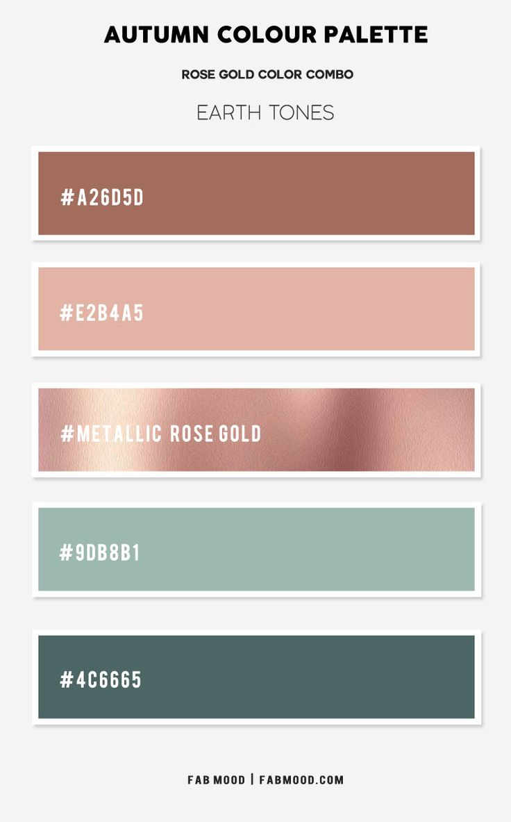 the color palette for autumn in shades of brown, green and pink with text overlaying