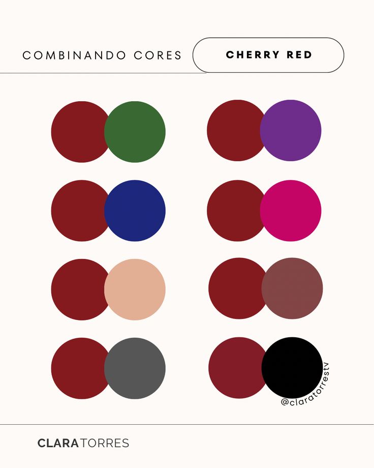 the color scheme for cherry red is shown with different colors and sizes, including black, white