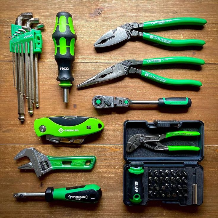 various tools are laid out on a table