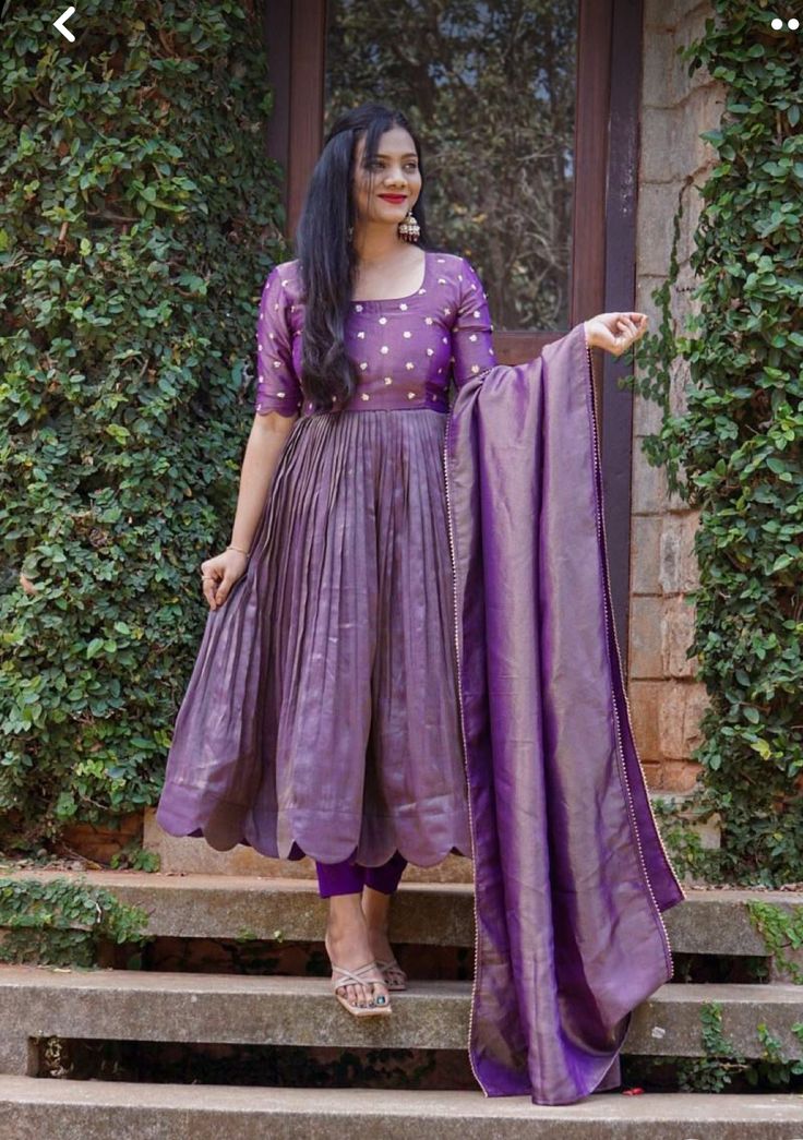 Pattu Anarkali Dress Designs, Long Length Dresses Indian, Silk Long Frocks Indian, Pattu Saree Dress Designs, Pattu Saree Long Frocks Designs, Pattu Anarkali Dress, Anarkali Dress Simple, Saree Dress Design Ideas, Simple Anarkali Dress