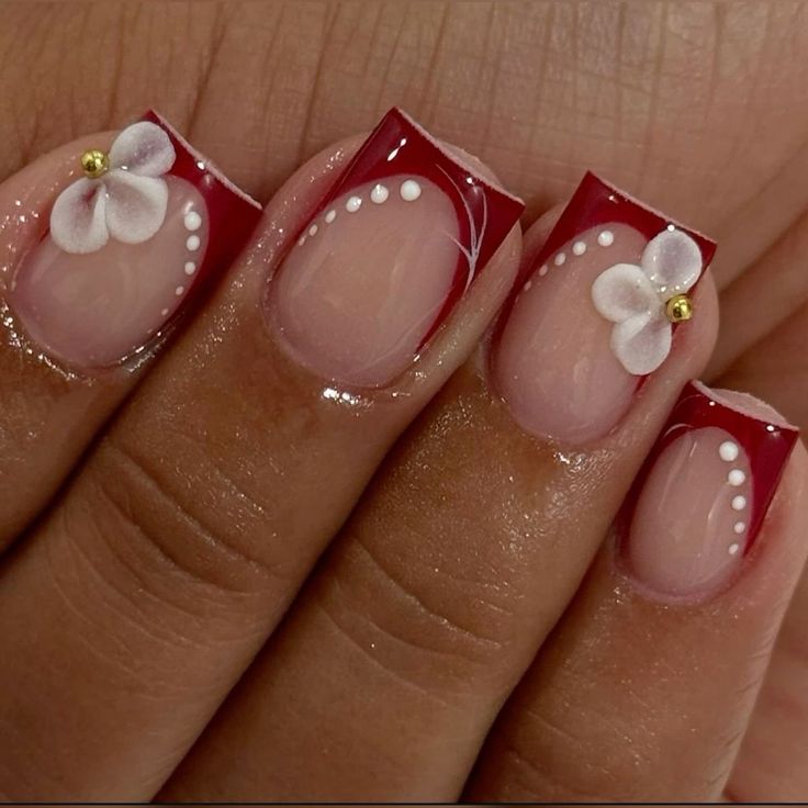 Short Red French Nails, Hard Nails, Spring Nail Designs, Simple Gel Nails, Brighter Days, Girly Acrylic Nails, French Tip Acrylic Nails, Glow Nails, Short Square Acrylic Nails