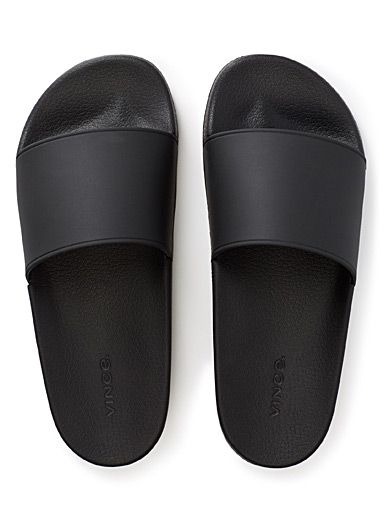 Monochrome slides Men | Vince | Men's Sandals: Shop Online in Canada | Simons Adidas Slides Men, Indian Sandals, Slides For Men, Slides Adidas, Crocs Fashion, Cool Slides, Fashion Slides, Adidas Slides, Men Slides