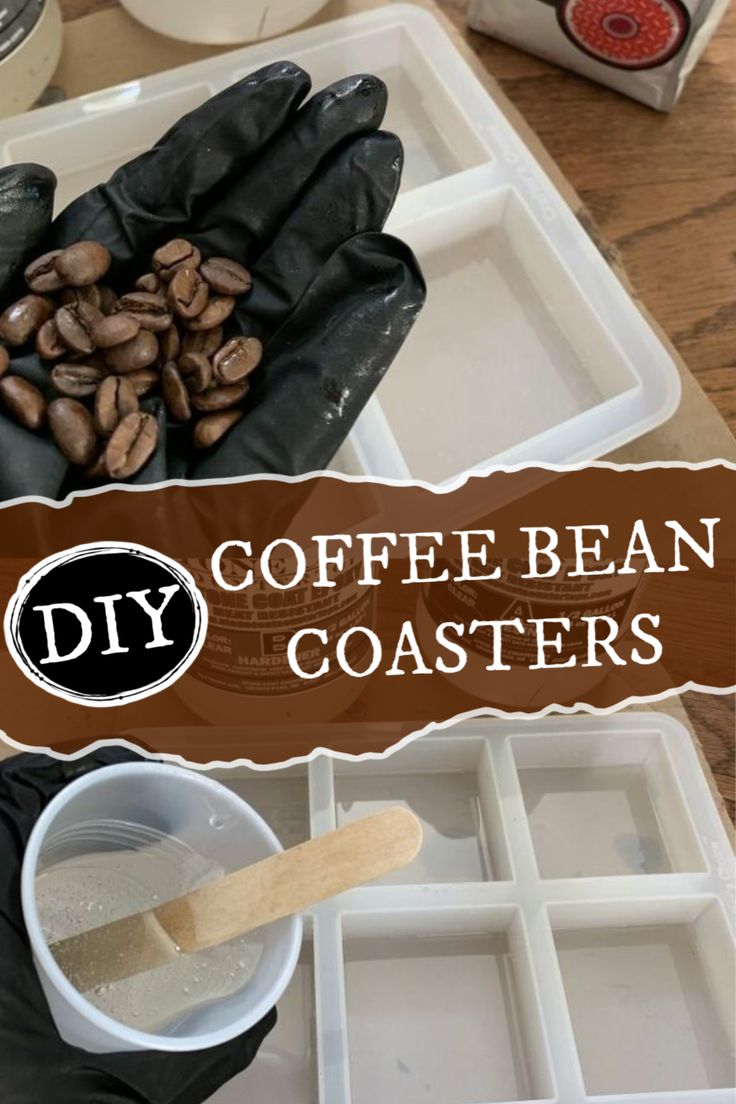 diy coffee bean coasters with text overlay