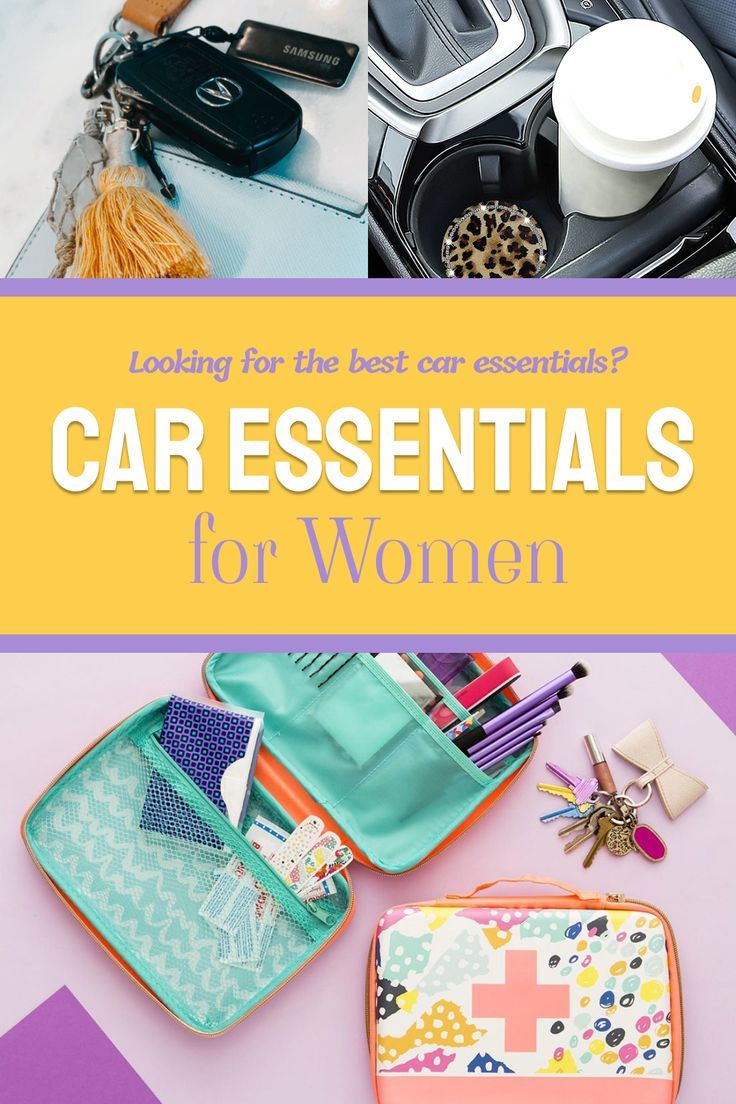 an assortment of car essentials with text overlay that reads looking for the best car essentials? car essentials for women