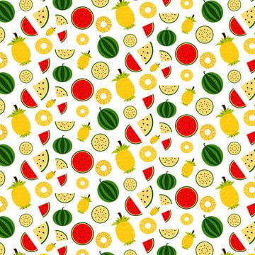 many different fruits and vegetables are arranged on a white background with green, yellow, red and