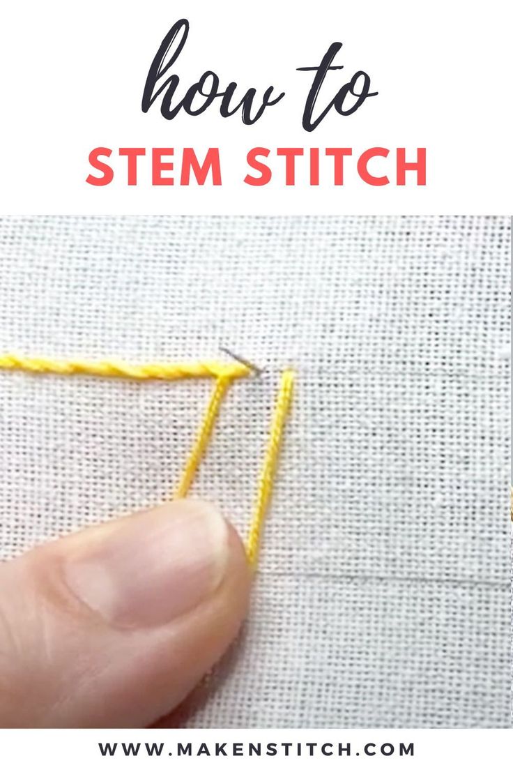 Watch my step-by-step video tutorial and learn how to embroider the Stem Stitch. Stem Stitch Embroidery Design, Embroidery Stitch Patterns, Embroidery Stem Stitch, Beginners Cross Stitch, Basic Hand Embroidery, Stem Stitch, Embroidery Stitches Beginner, Basic Hand Embroidery Stitches, Applique Stitches