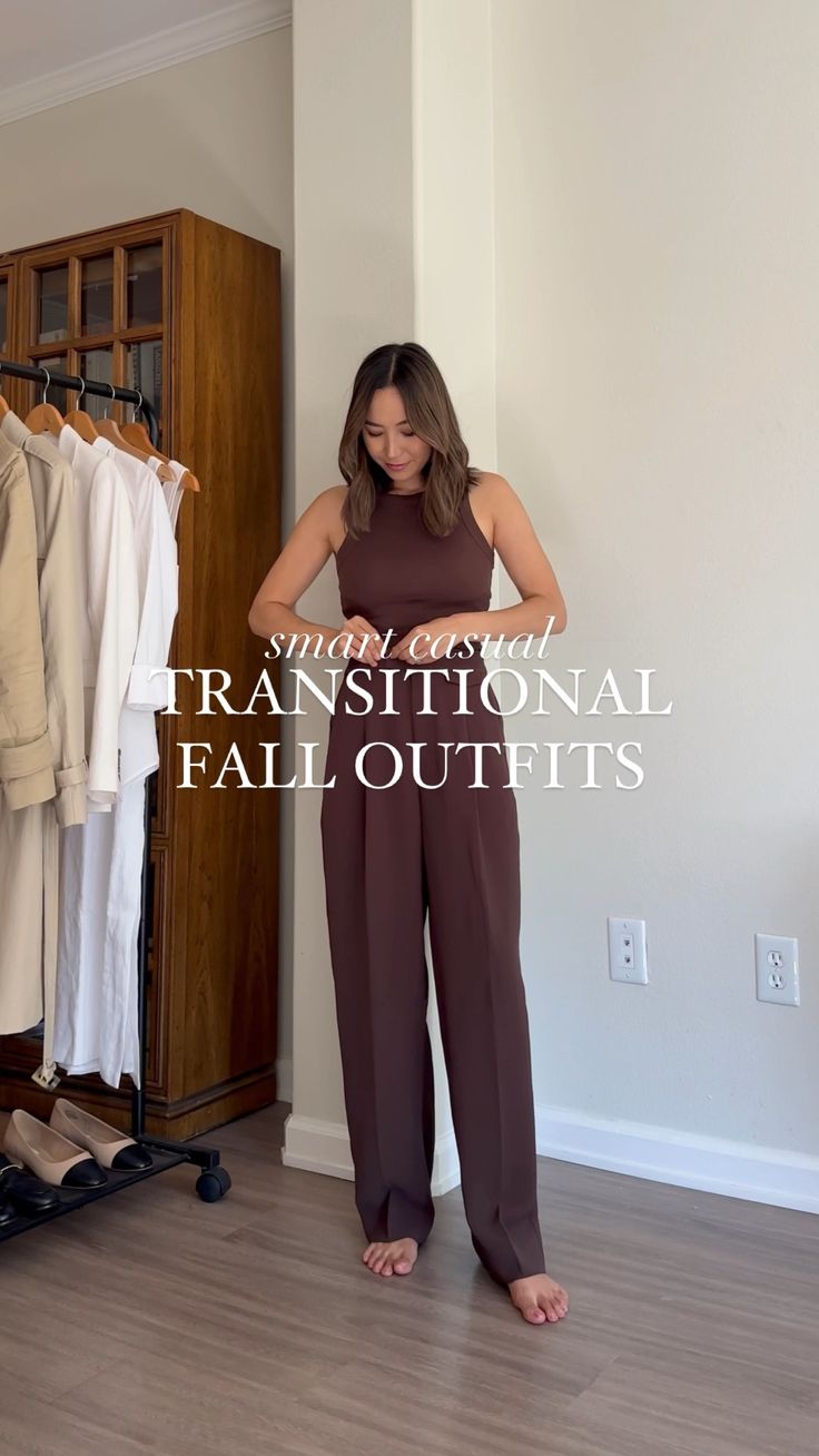 Brightside Tank Top curated on LTK Fall Tank Top Outfits, Brown Tank Top Outfit, Brown Wide Leg Pants Outfit, Brown Wide Leg Pants, Fall Tank Tops, Tank Top Outfit, Older Women's Hairstyles, Brown Tank Top, Wide Leg Pants Outfit